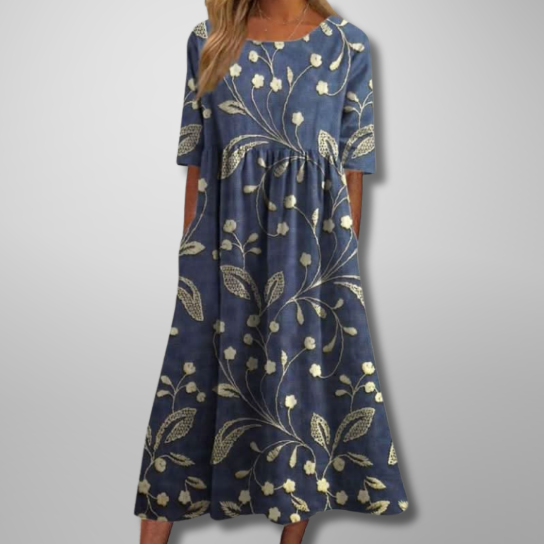 Wendy – Robe midi décontractée brodée
