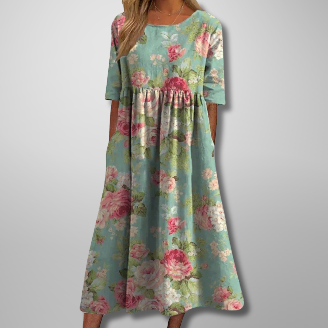 Wendy – Robe midi décontractée brodée