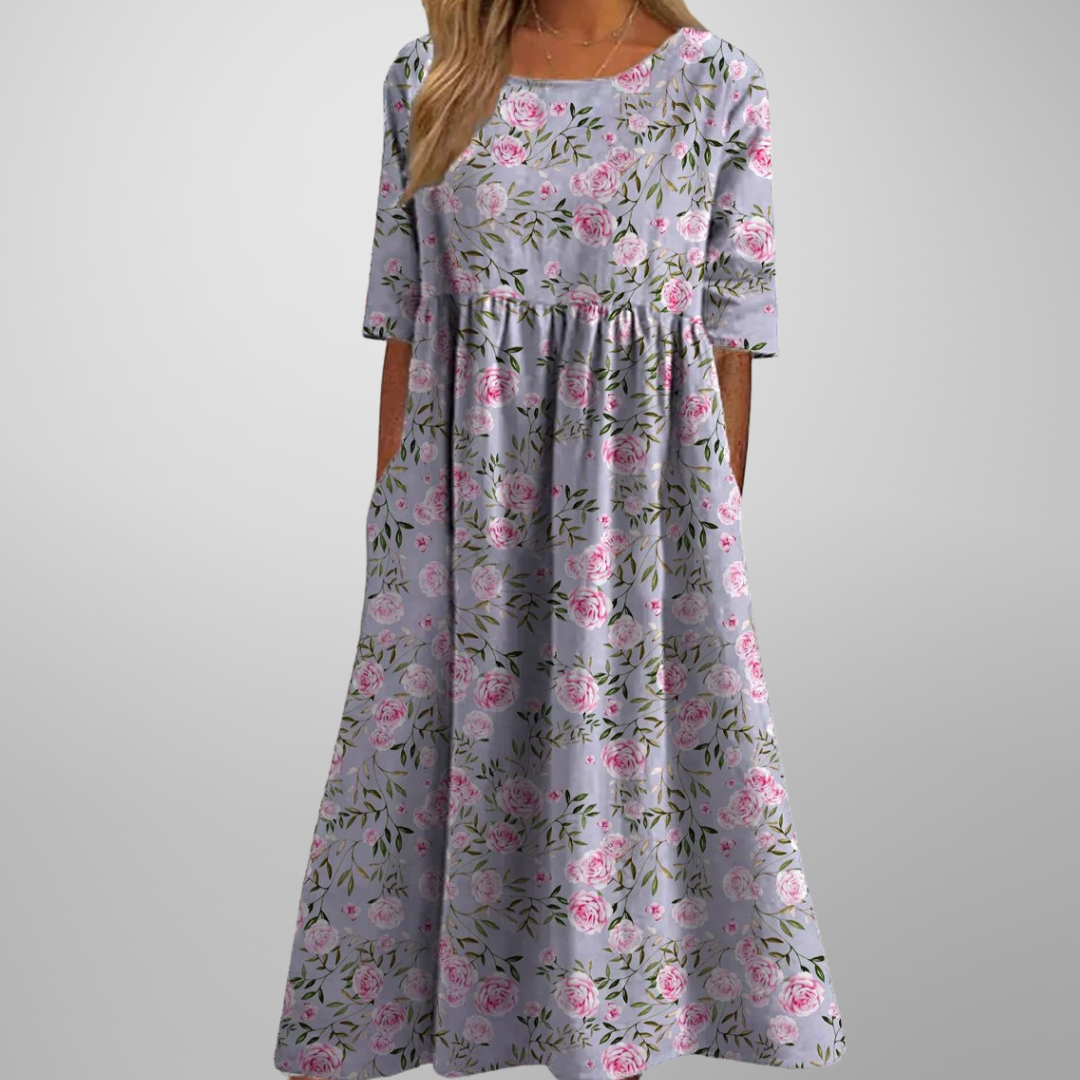Wendy – Robe midi décontractée brodée