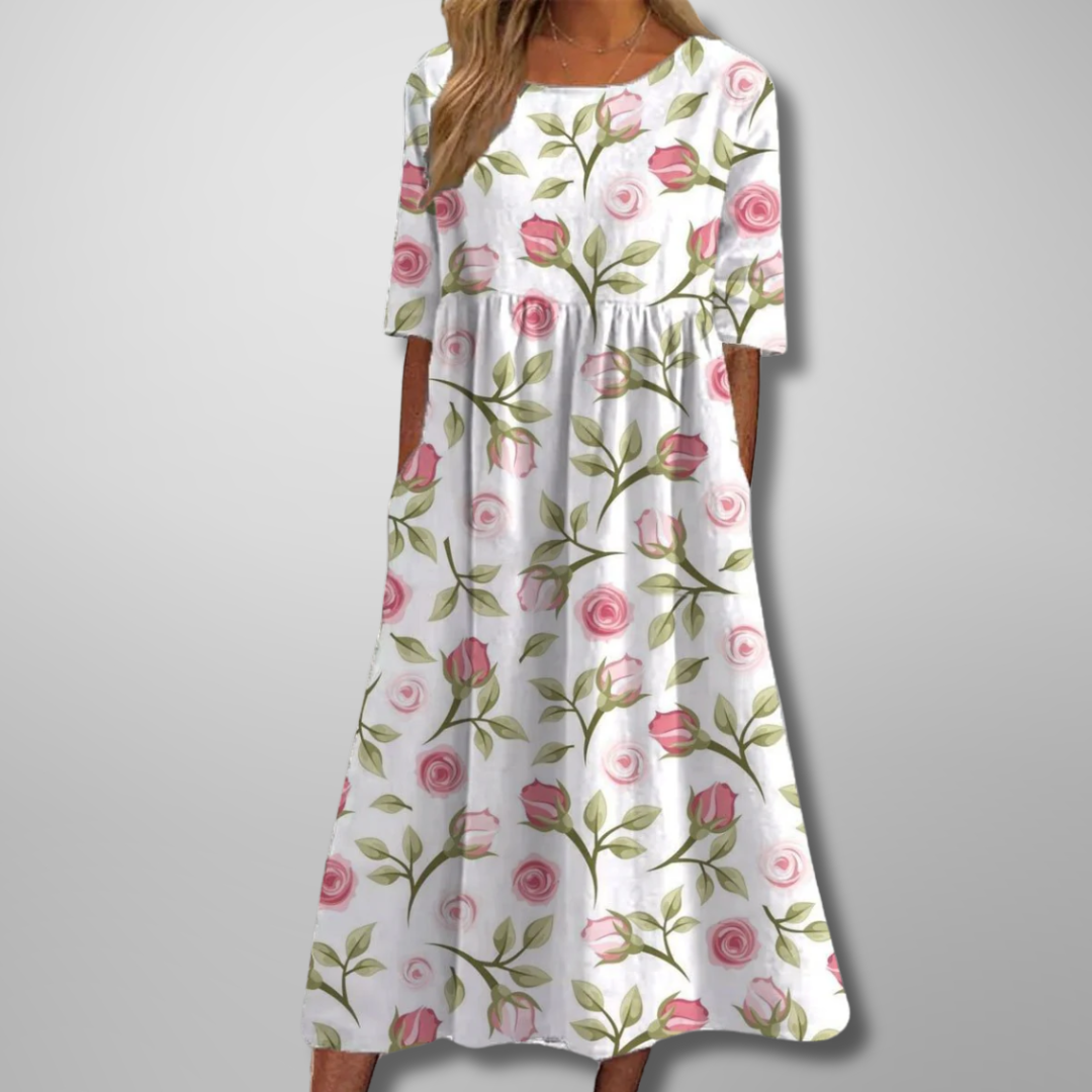 Wendy – Robe midi décontractée brodée