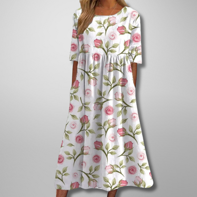 Wendy – Robe midi décontractée brodée