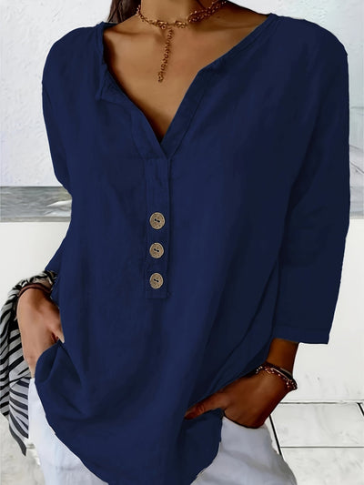 Mykaela – Chemise décontractée en coton et lin