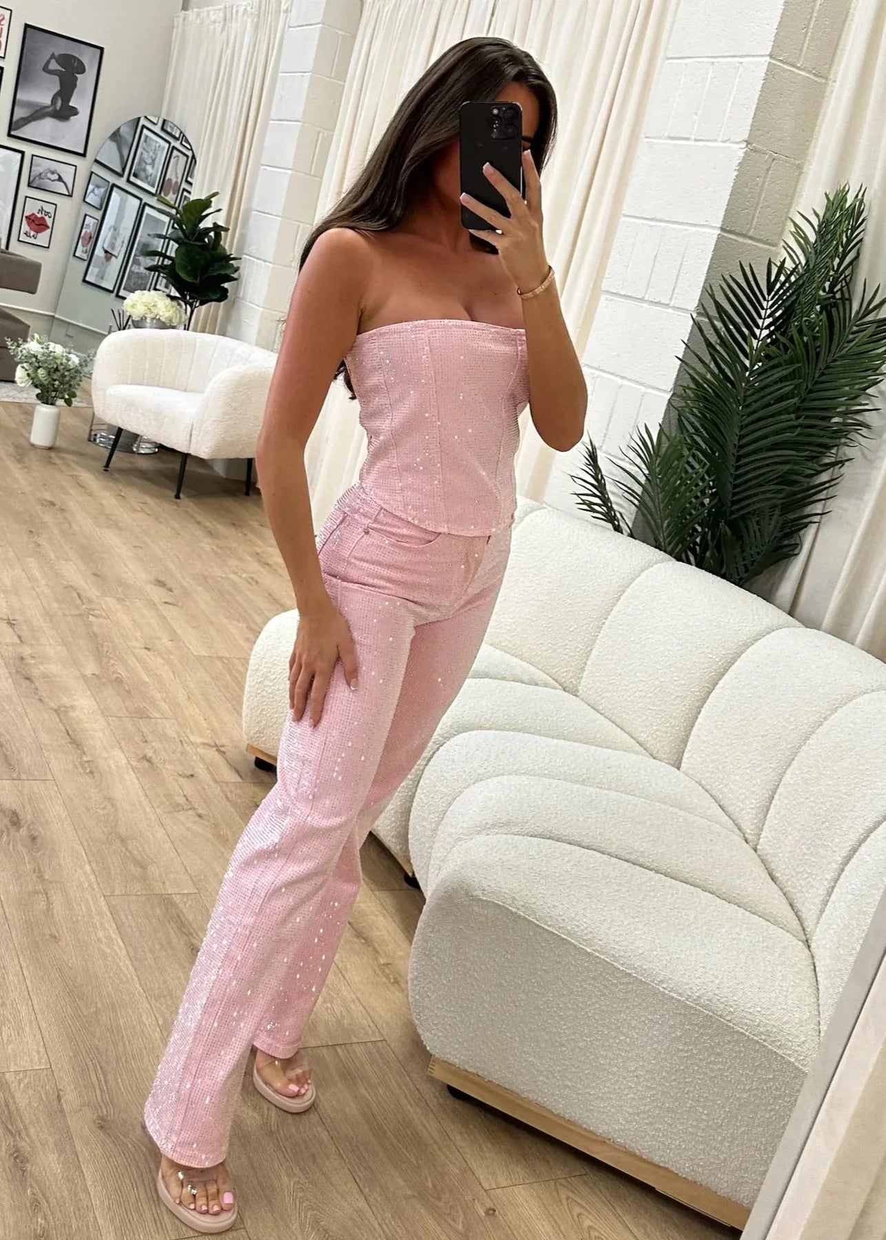 Juniper Diamanté Denim Corset & Jeans Set