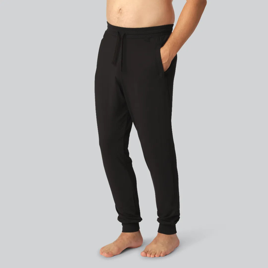 Pantalons de jogging en bambou noirs pour hommes