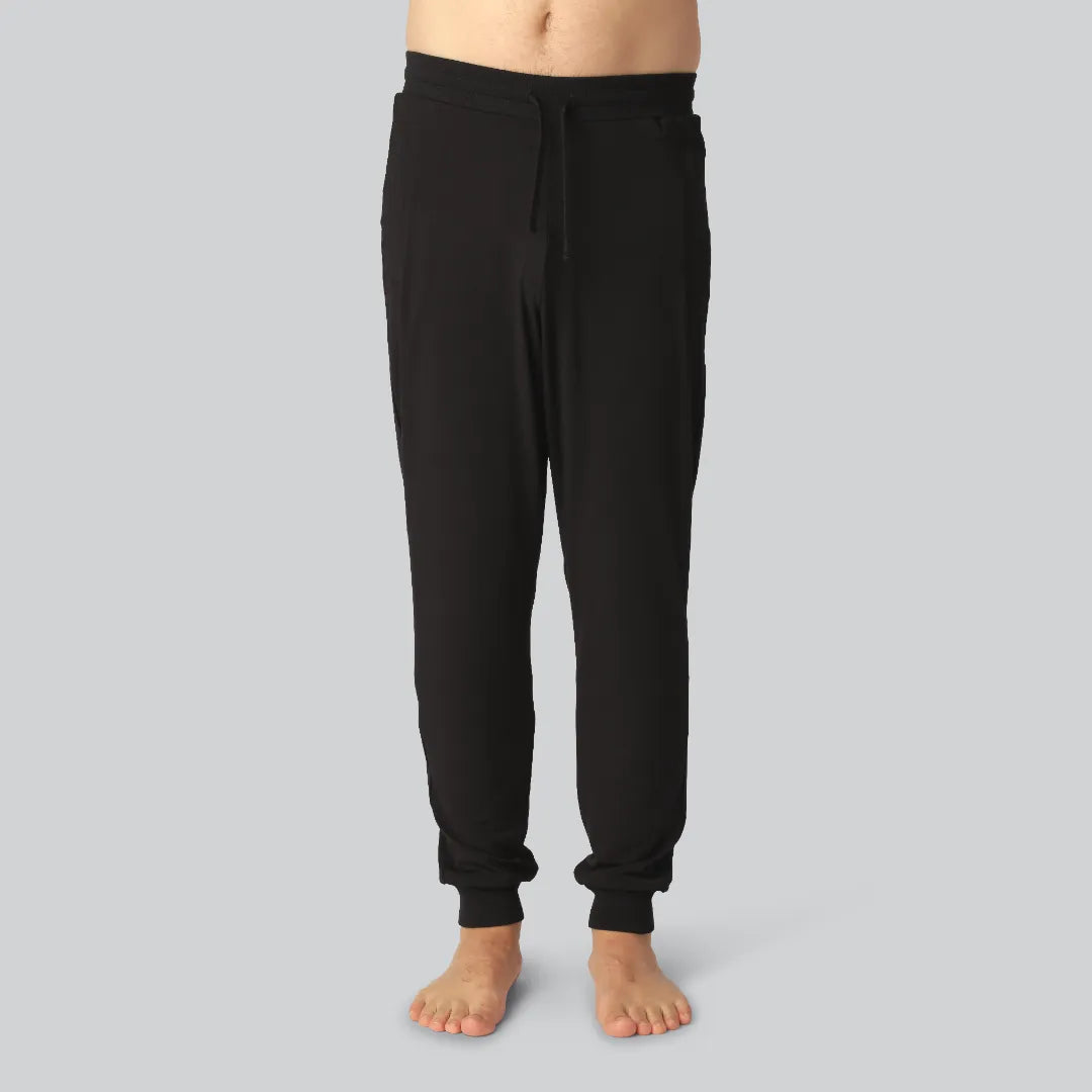 Pantalons de jogging en bambou noirs pour hommes