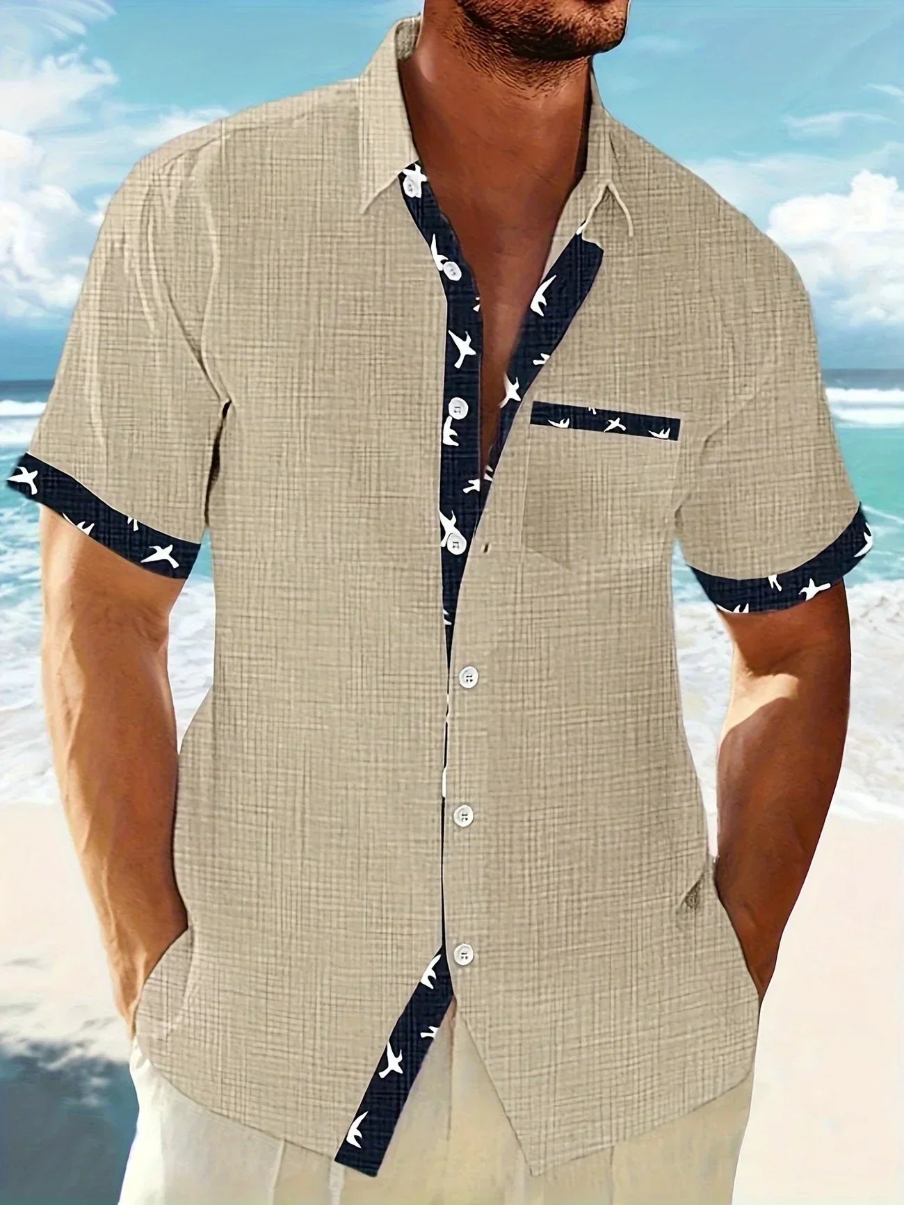 Trofim – Chemise Élégante et Mignonne avec Imprimés d'Oiseaux