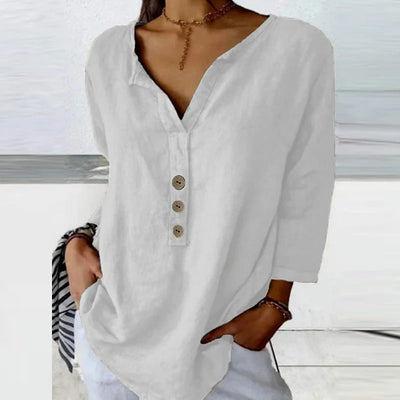 Mykaela – Chemise décontractée en coton et lin
