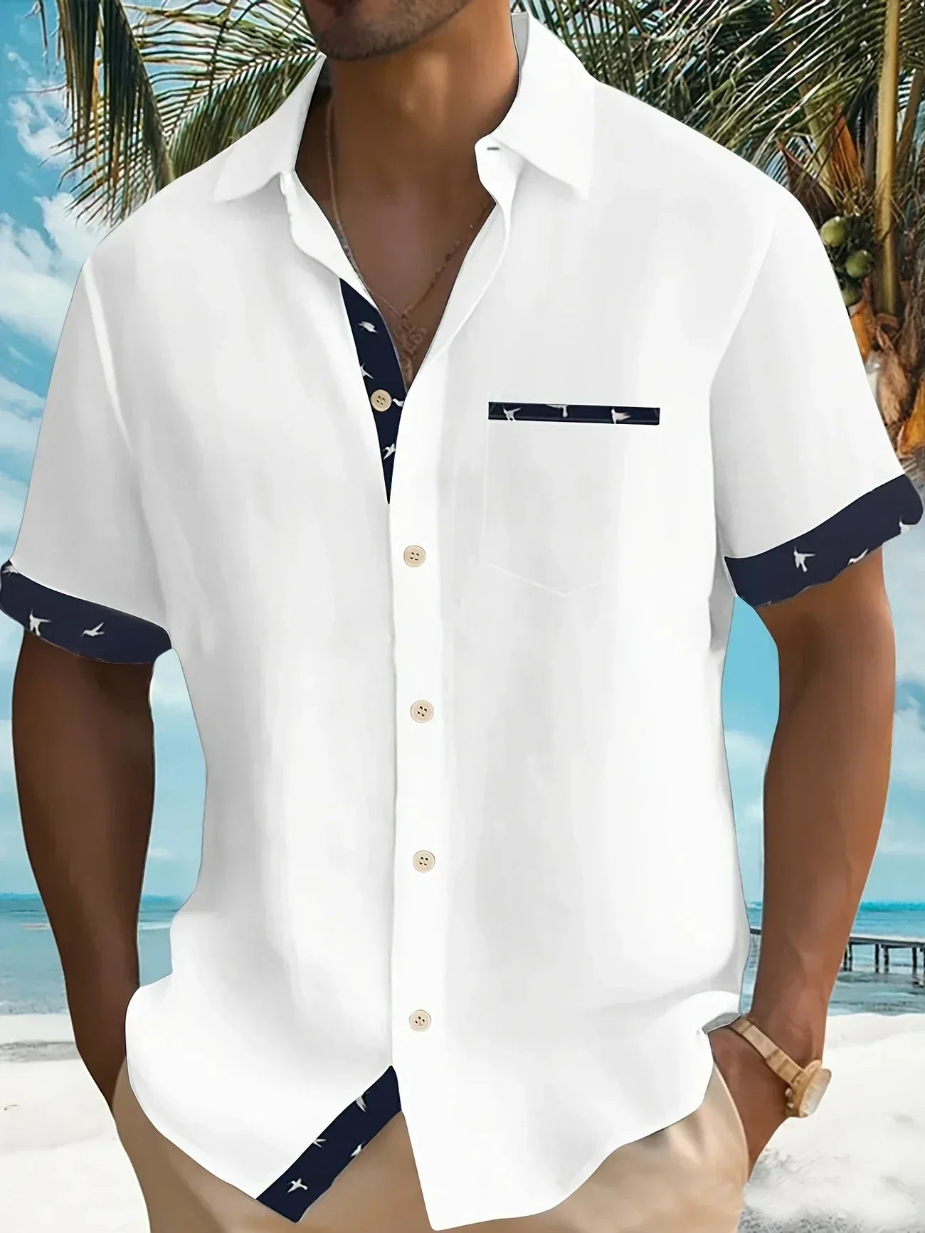 Trofim – Chemise Élégante et Mignonne avec Imprimés d'Oiseaux